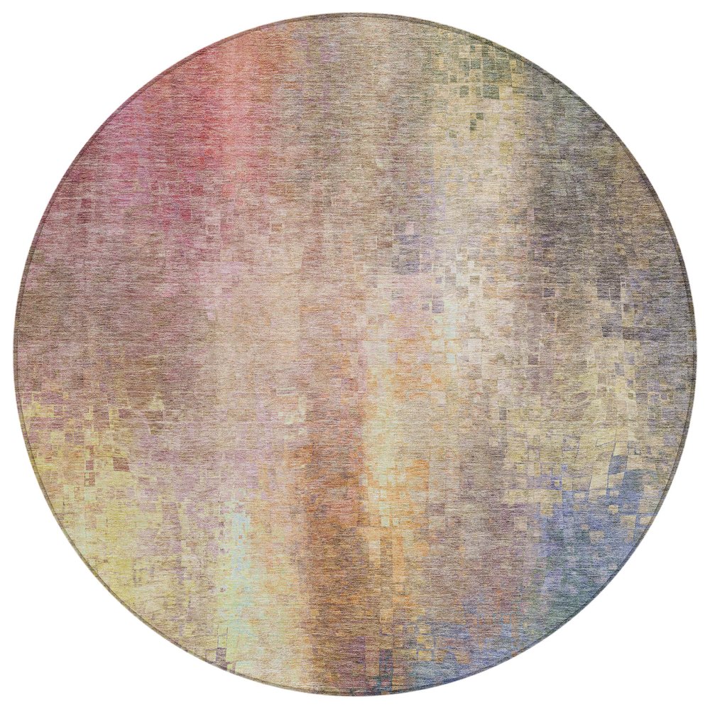 Machine Washable Indoor/Outdoor Chantille ACN2241 Pink 8' x 8' Round Rug. Picture 1