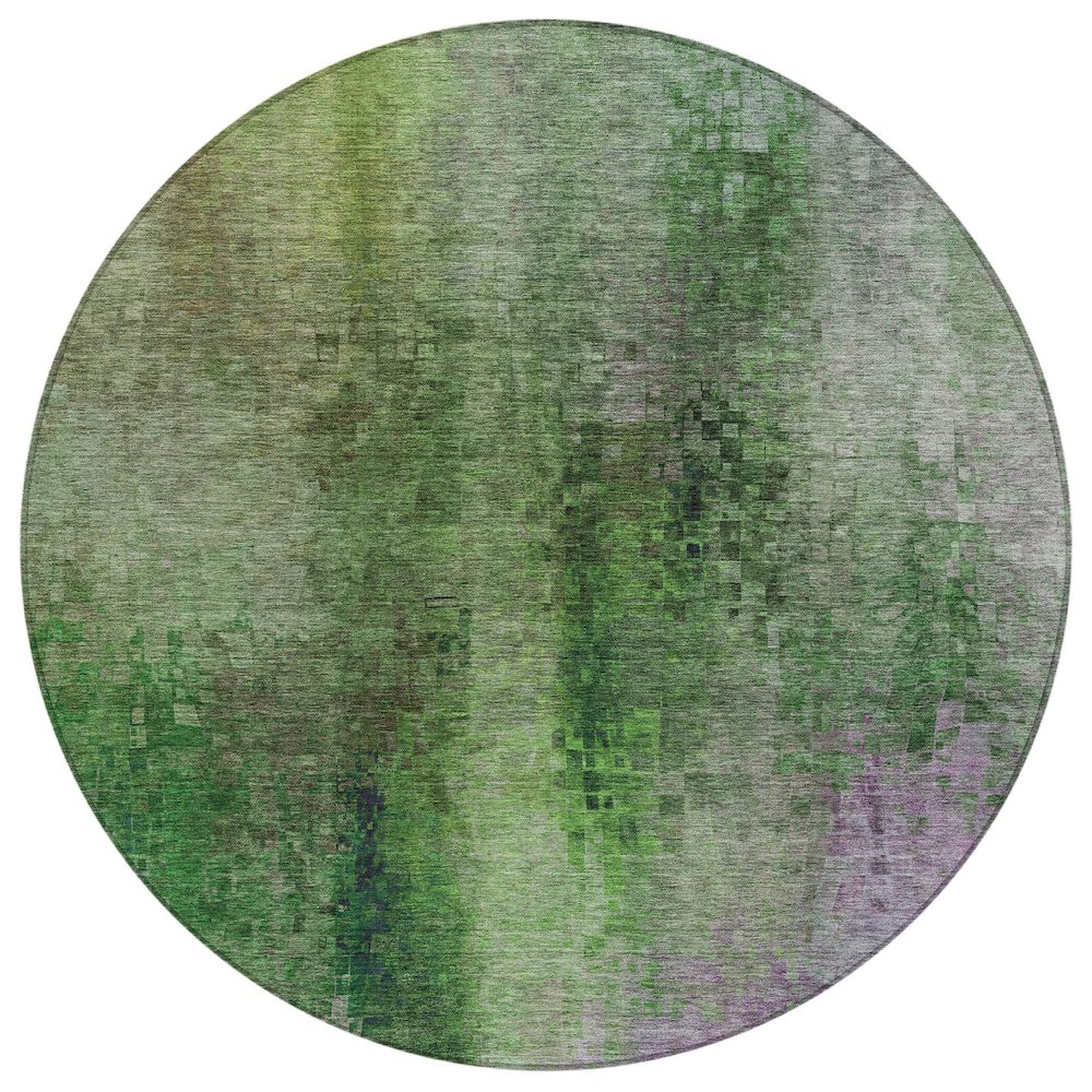 Machine Washable Indoor/Outdoor Chantille ACN2241 Green 8' x 8' Round Rug. Picture 1