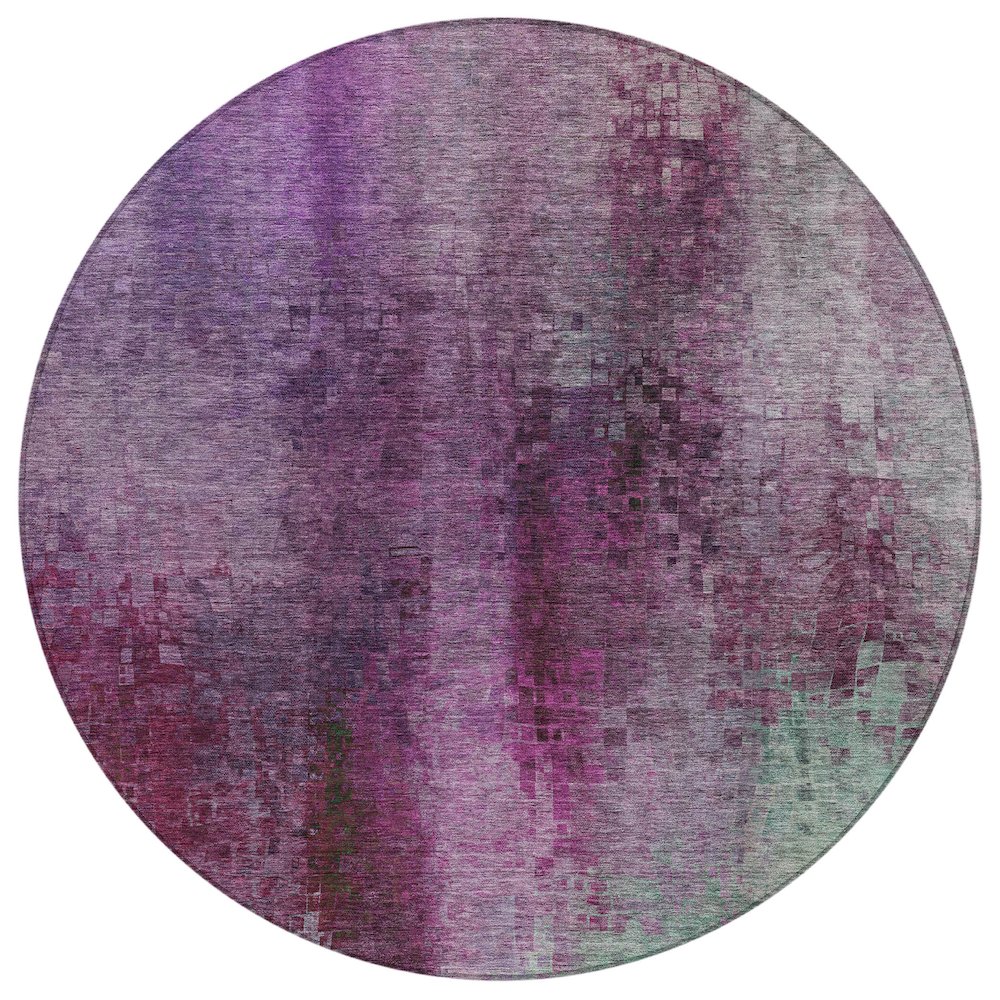 Machine Washable Indoor/Outdoor Chantille ACN2241 Purple 8' x 8' Round Rug. Picture 1