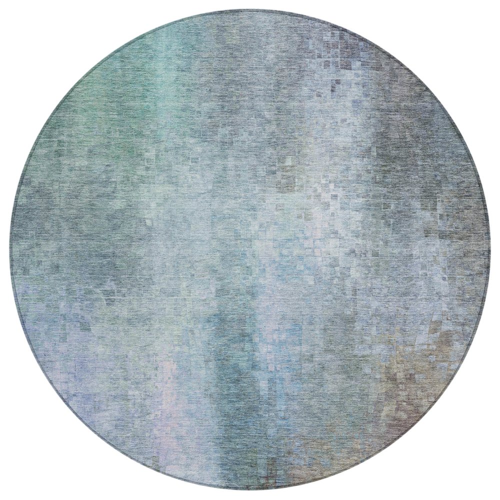 Machine Washable Indoor/Outdoor Chantille ACN2241 Blue 8' x 8' Round Rug. Picture 1