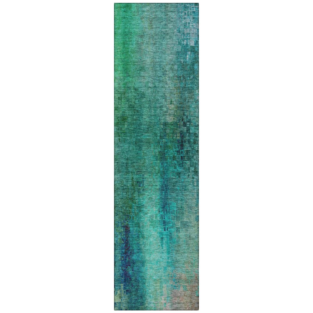 Machine Washable Indoor/Outdoor Chantille ACN2241 Teal 2'3" x 7'6" Runner Rug. Picture 1