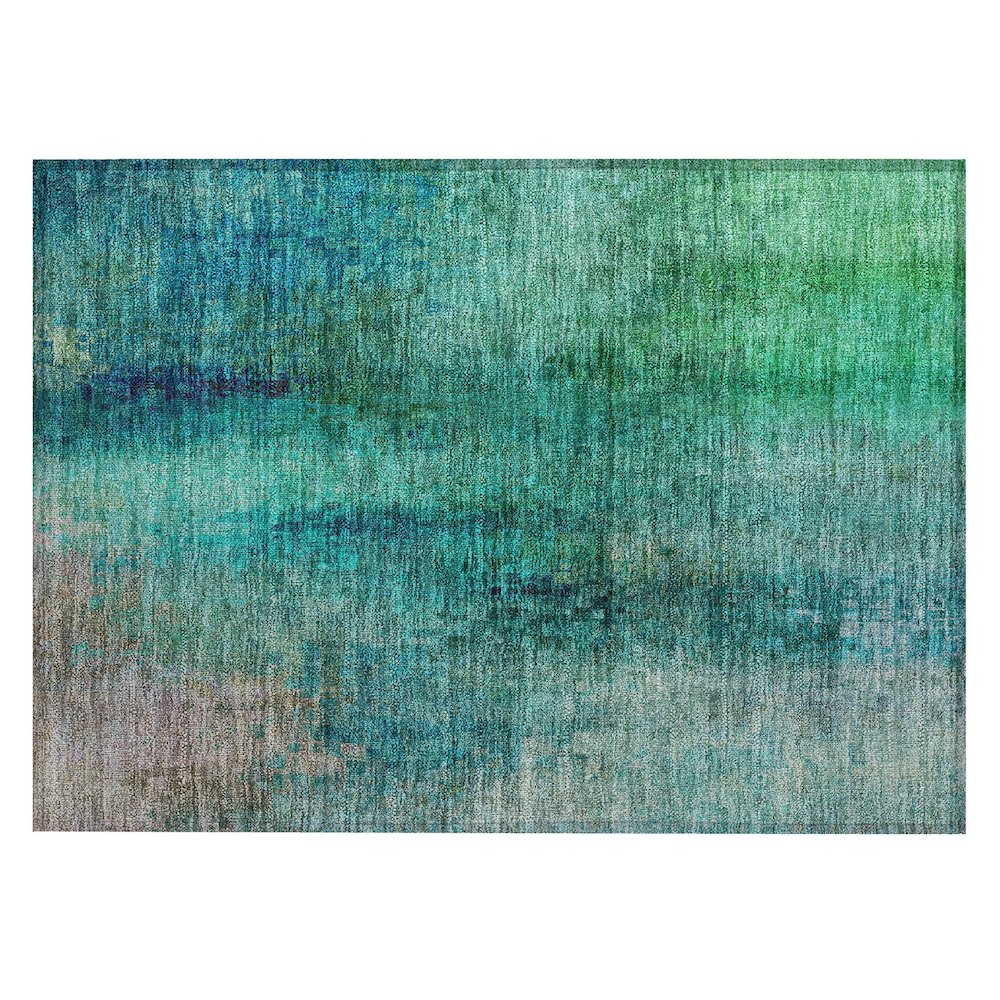Machine Washable Indoor/Outdoor Chantille ACN2241 Teal 1'8" x 2'6" Rug. Picture 1