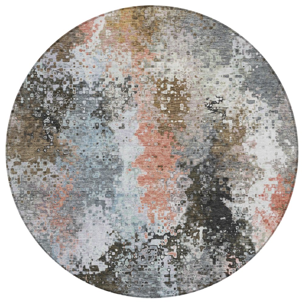 Machine Washable Indoor/Outdoor Chantille ACN2242 Gray 8' x 8' Round Rug. Picture 1