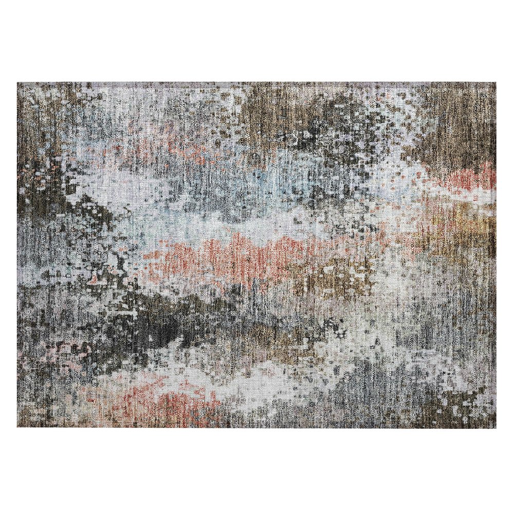 Machine Washable Indoor/Outdoor Chantille ACN2242 Gray 1'8" x 2'6" Rug. Picture 1
