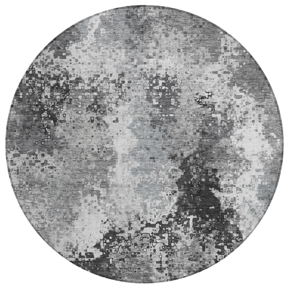 Machine Washable Indoor/Outdoor Chantille ACN2242 Gray 8' x 8' Round Rug. Picture 1
