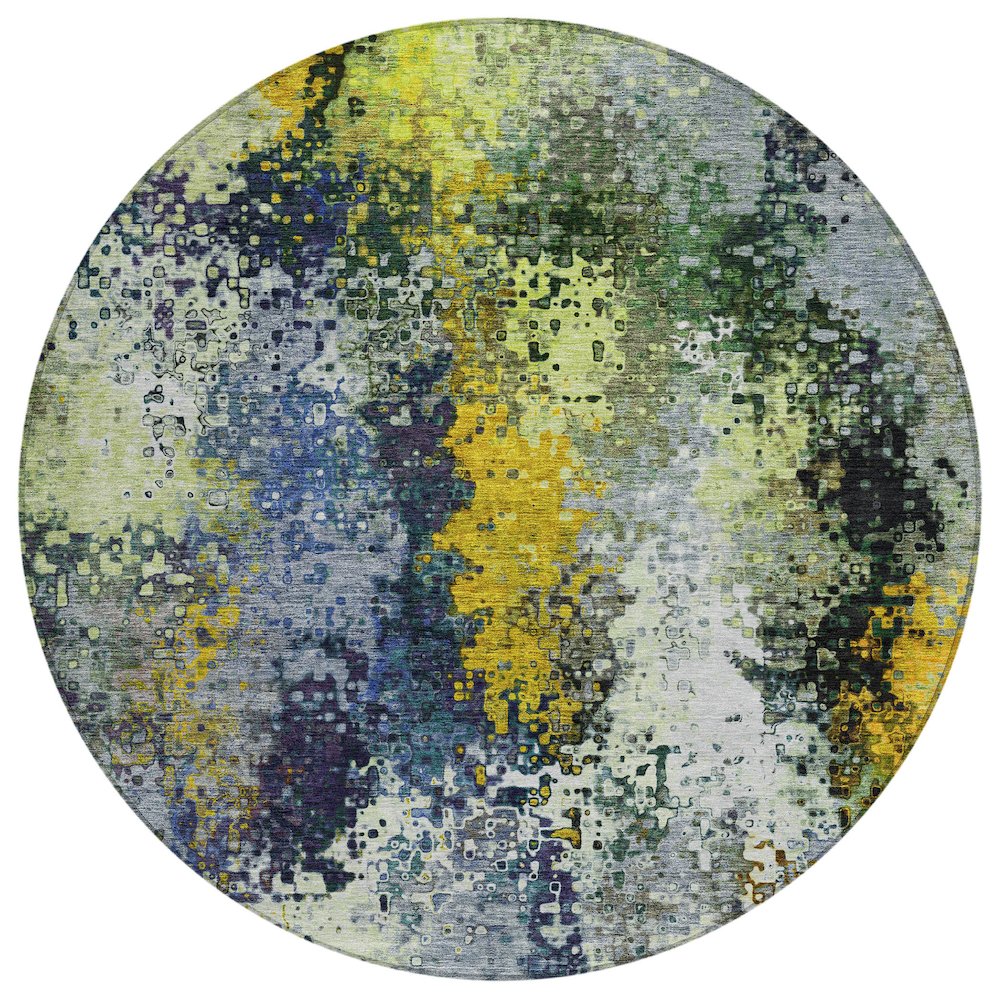 Machine Washable Indoor/Outdoor Chantille ACN2242 Green 8' x 8' Round Rug. Picture 1