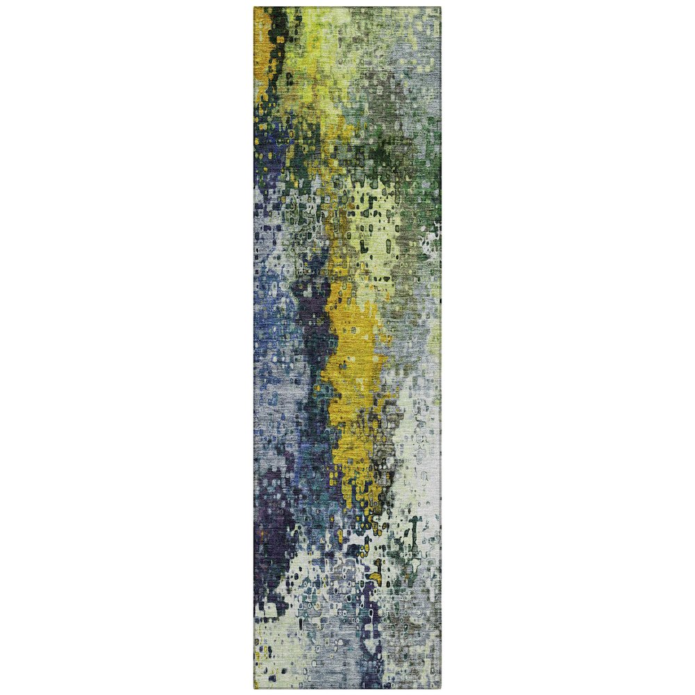 Machine Washable Indoor/Outdoor Chantille ACN2242 Green 2'3" x 7'6" Runner Rug. Picture 1