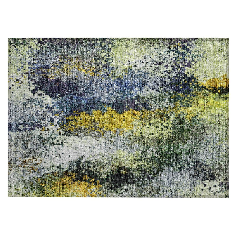 Machine Washable Indoor/Outdoor Chantille ACN2242 Green 1'8" x 2'6" Rug. Picture 1