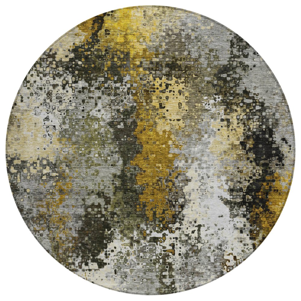 Machine Washable Indoor/Outdoor Chantille ACN2242 Gray 8' x 8' Round Rug. Picture 1