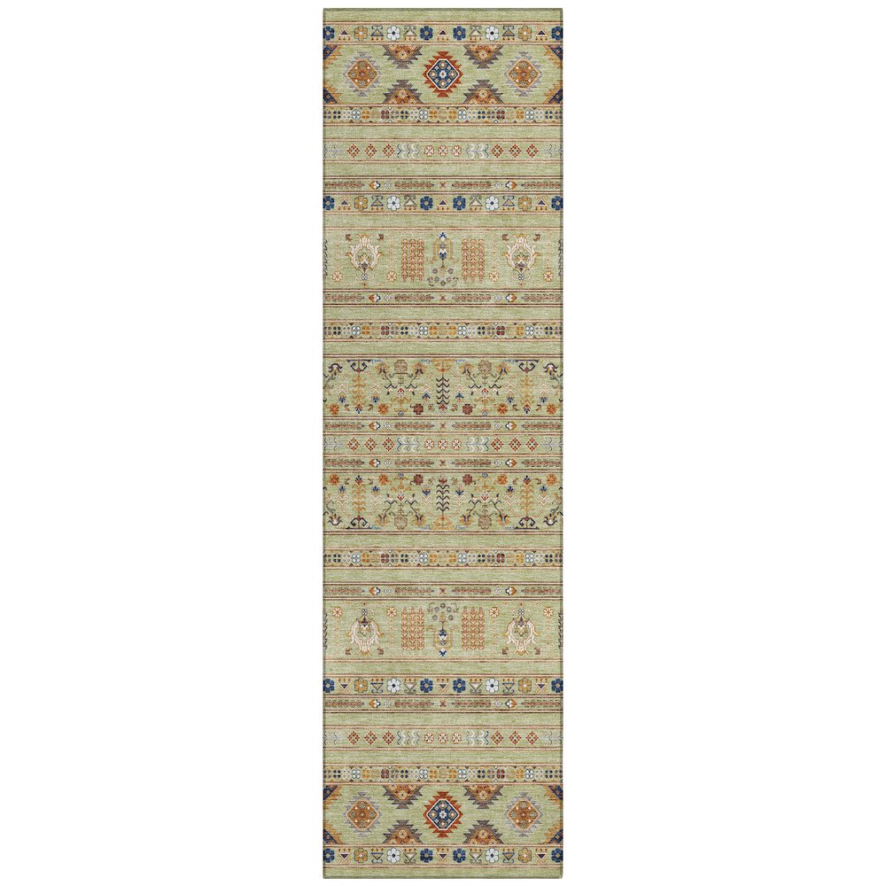 Machine Washable Indoor/Outdoor Chantille ACN2244 Green 2'3" x 7'6" Runner Rug. Picture 1