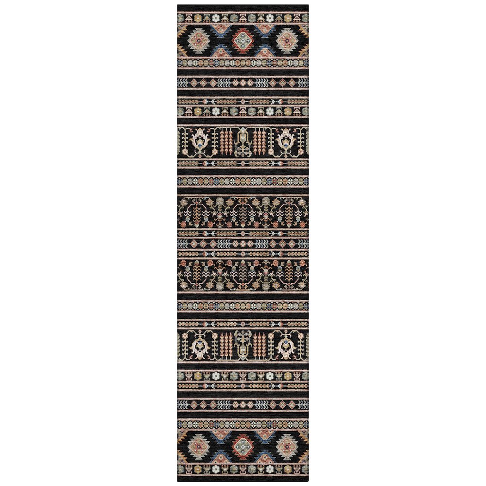 Machine Washable Indoor/Outdoor Chantille ACN2244 Black 2'3" x 7'6" Runner Rug. Picture 1