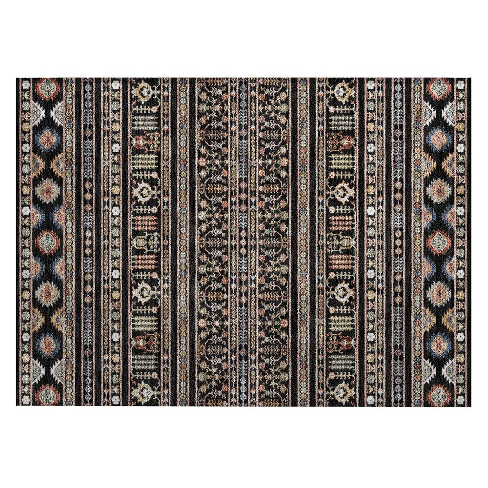 Machine Washable Indoor/Outdoor Chantille ACN2244 Black 1'8" x 2'6" Rug. Picture 1