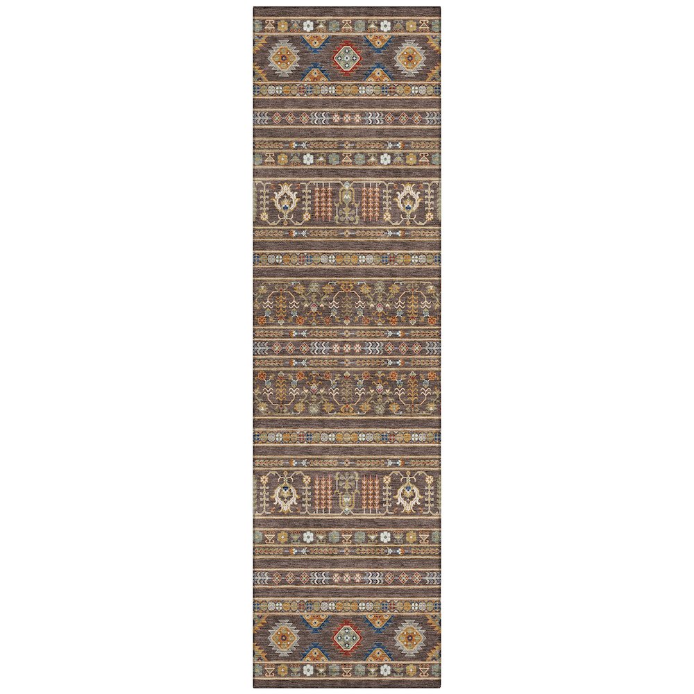 Machine Washable Indoor/Outdoor Chantille ACN2244 Brown 2'3" x 7'6" Runner Rug. Picture 1