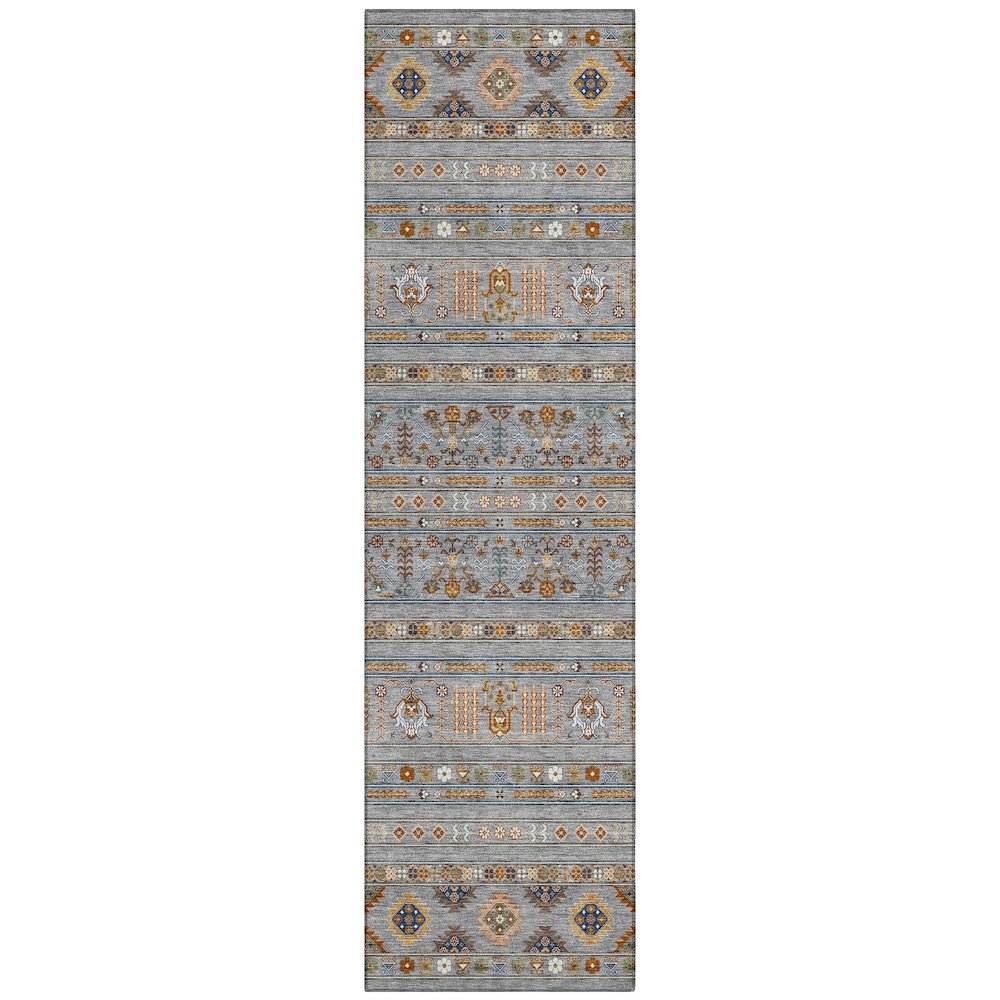 Machine Washable Indoor/Outdoor Chantille ACN2244 Gray 2'3" x 7'6" Runner Rug. Picture 1