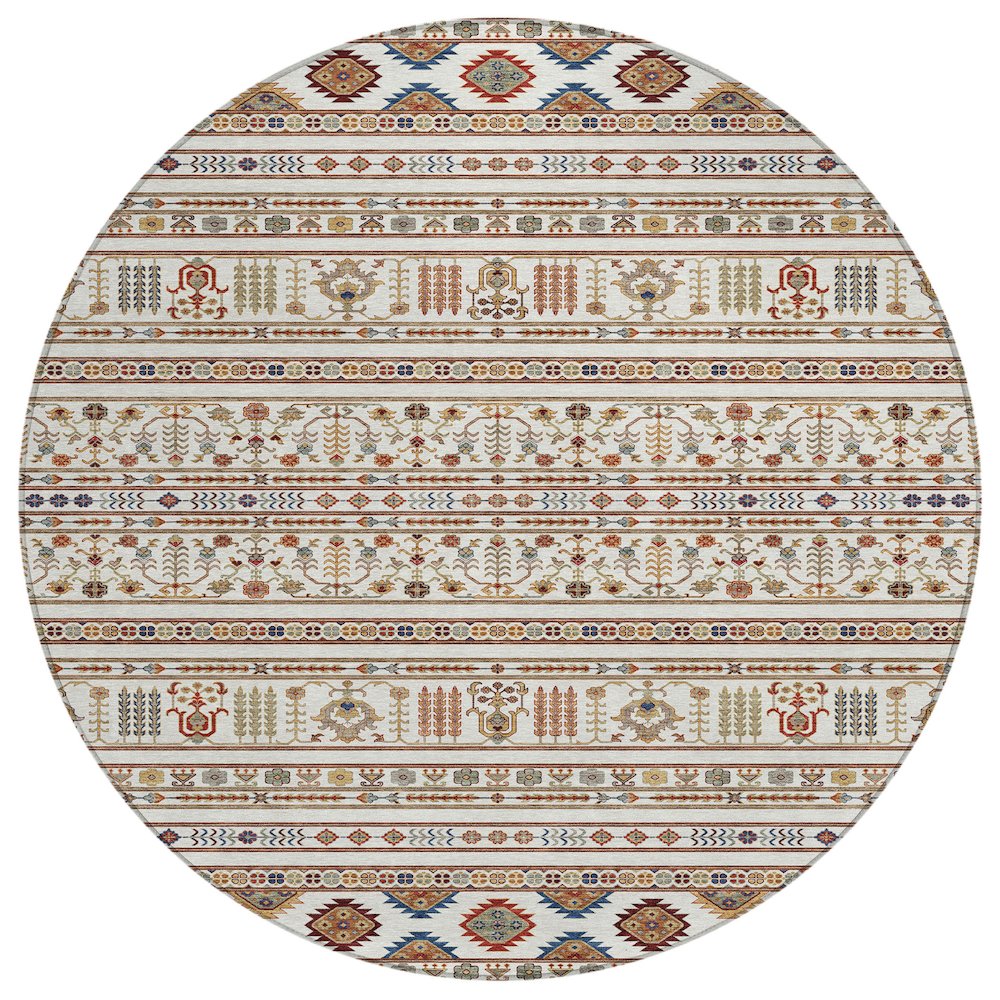 Machine Washable Indoor/Outdoor Chantille ACN2244 Ivory 8' x 8' Round Rug. Picture 1