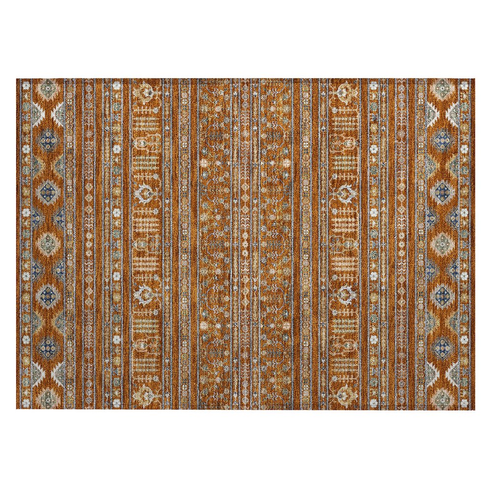 Machine Washable Indoor/Outdoor Chantille ACN2244 Orange 1'8" x 2'6" Rug. Picture 1