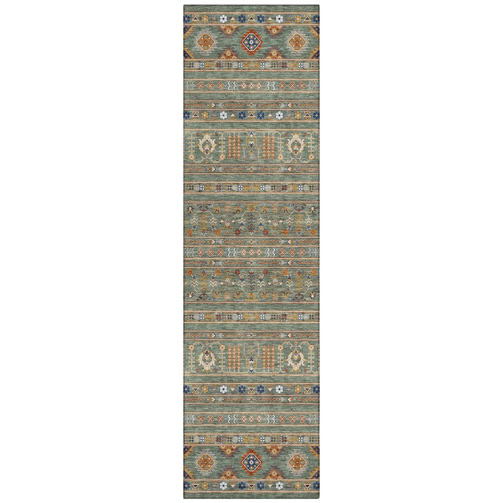 Machine Washable Indoor/Outdoor Chantille ACN2244 Green 2'3" x 7'6" Runner Rug. Picture 1