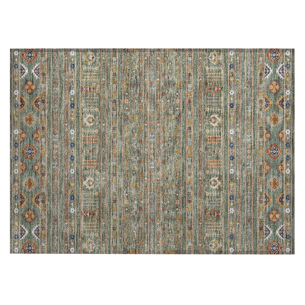 Machine Washable Indoor/Outdoor Chantille ACN2244 Green 1'8" x 2'6" Rug. Picture 1