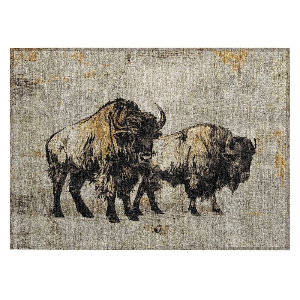Machine Washable Indoor/Outdoor Chantille ACN2245 Brown 1'8" x 2'6" Rug. Picture 1