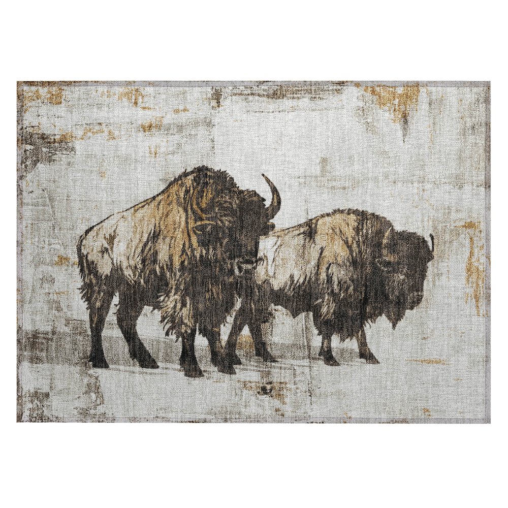 Machine Washable Indoor/Outdoor Chantille ACN2245 Ivory 1'8" x 2'6" Rug. Picture 1