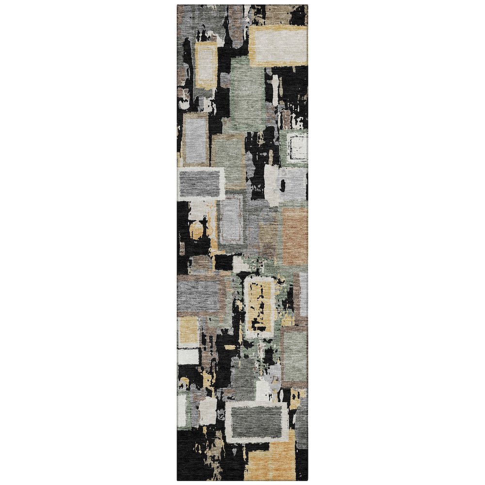 Machine Washable Indoor/Outdoor Chantille ACN2246 Black 2'3" x 7'6" Runner Rug. Picture 1