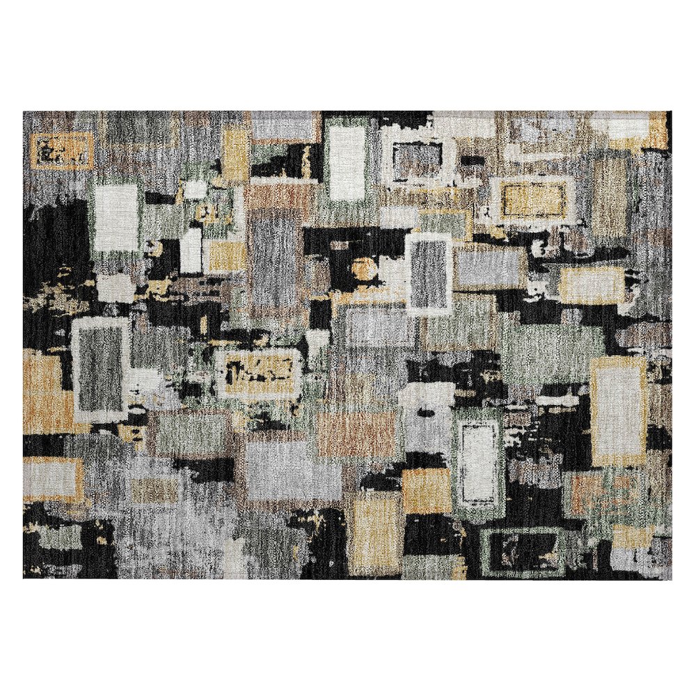 Machine Washable Indoor/Outdoor Chantille ACN2246 Black 1'8" x 2'6" Rug. Picture 1