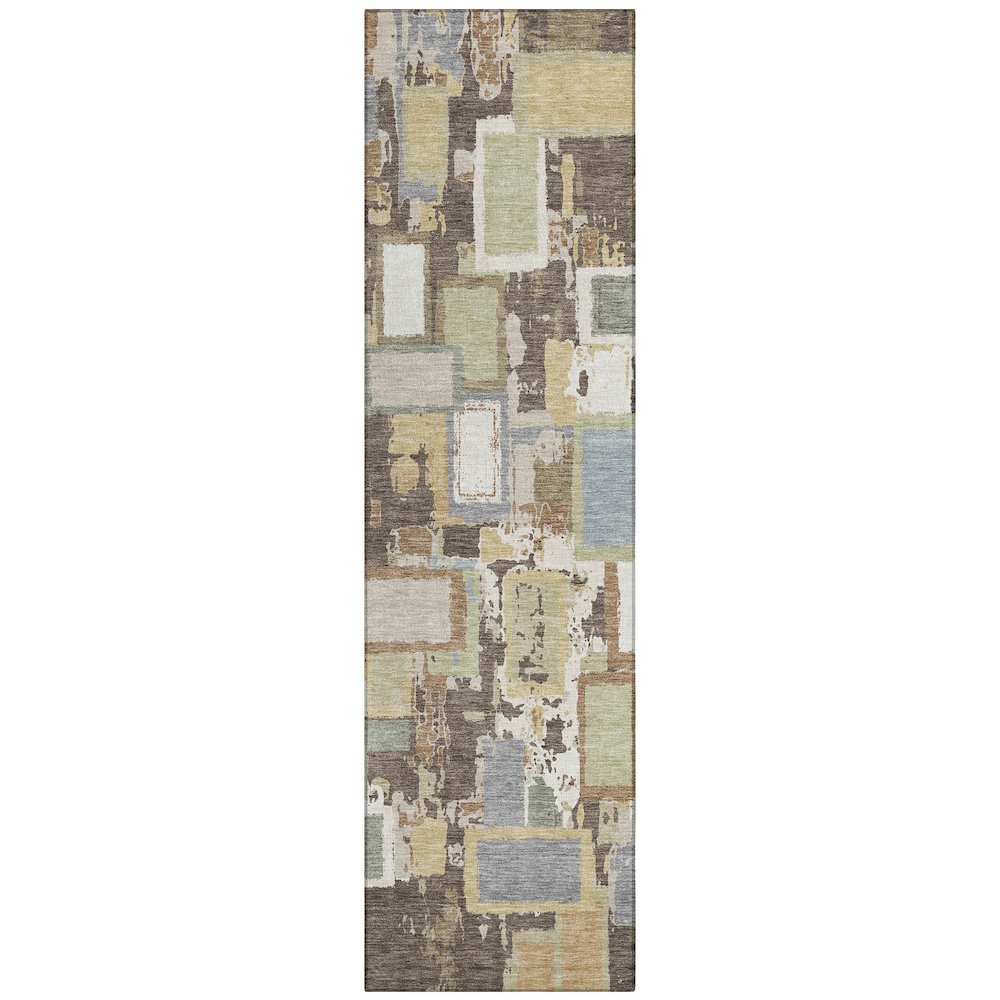 Machine Washable Indoor/Outdoor Chantille ACN2246 Brown 2'3" x 7'6" Runner Rug. Picture 1