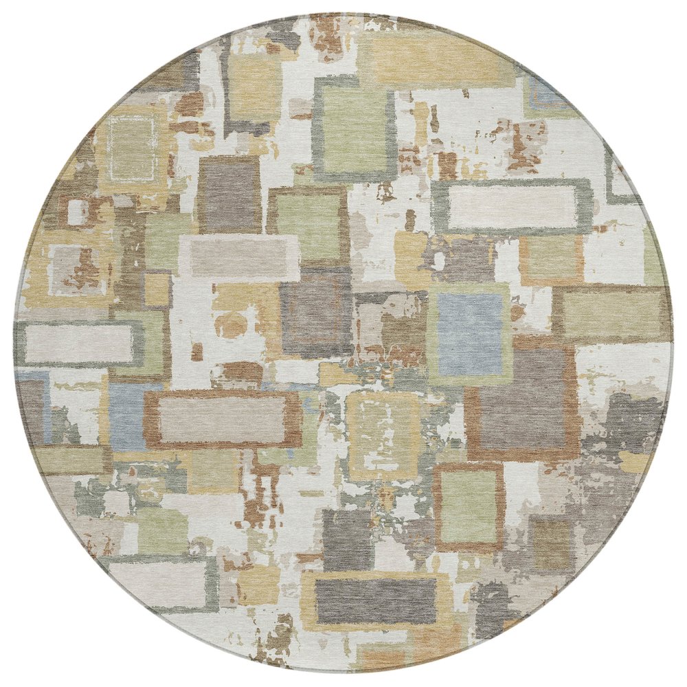 Machine Washable Indoor/Outdoor Chantille ACN2246 Ivory 8' x 8' Round Rug. Picture 1