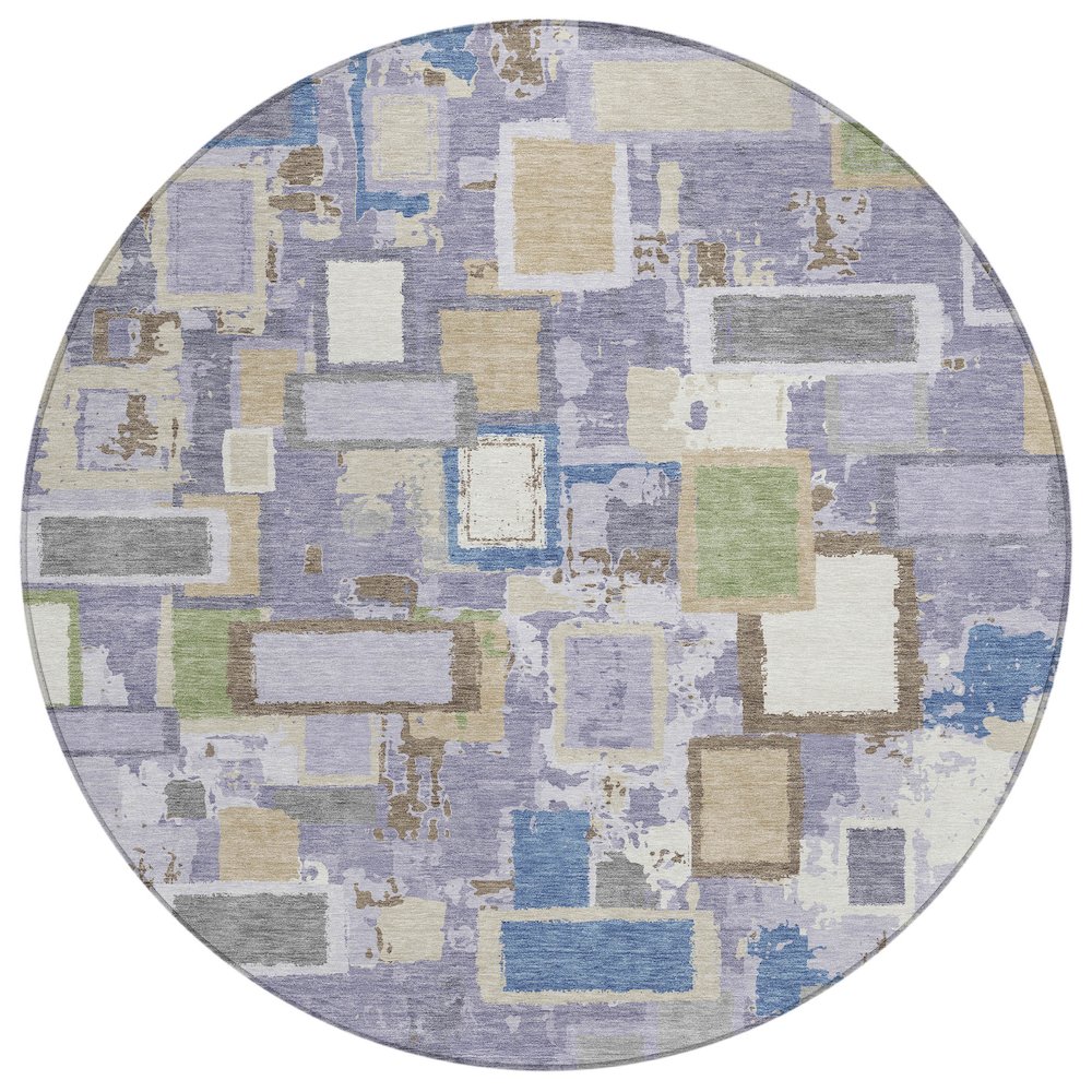 Machine Washable Indoor/Outdoor Chantille ACN2246 Purple 8' x 8' Round Rug. Picture 1