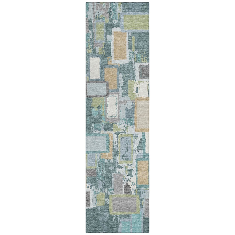 Machine Washable Indoor/Outdoor Chantille ACN2246 Teal 2'3" x 7'6" Runner Rug. Picture 1