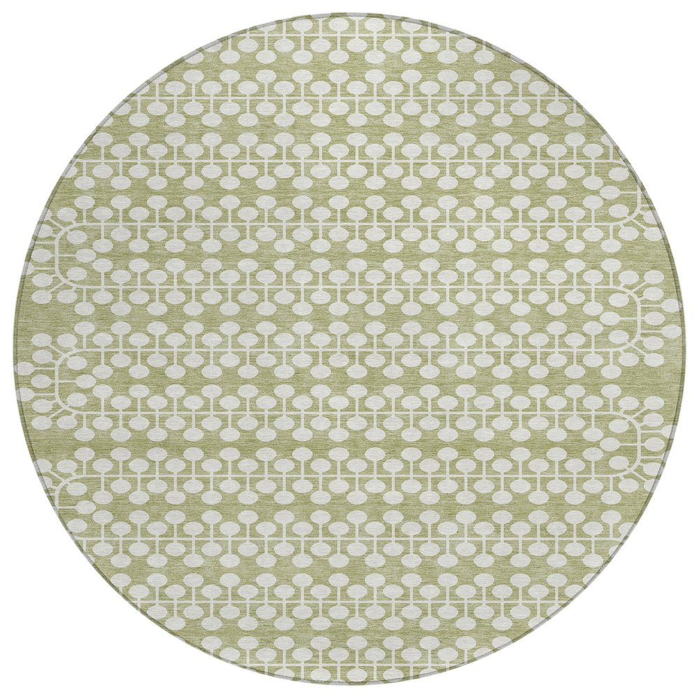 Machine Washable Indoor/Outdoor Chantille ACN2247 Green 8' x 8' Round Rug. Picture 1