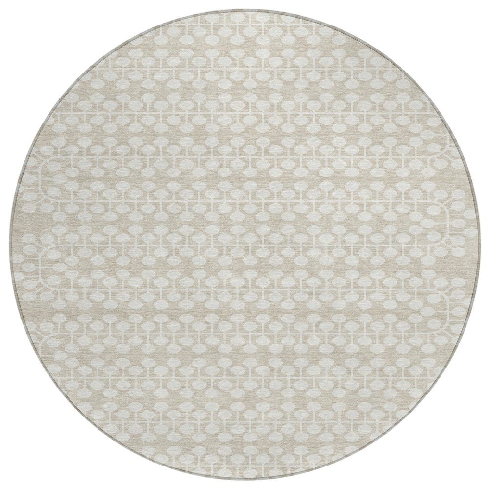 Machine Washable Indoor/Outdoor Chantille ACN2247 Brown 8' x 8' Round Rug. Picture 1