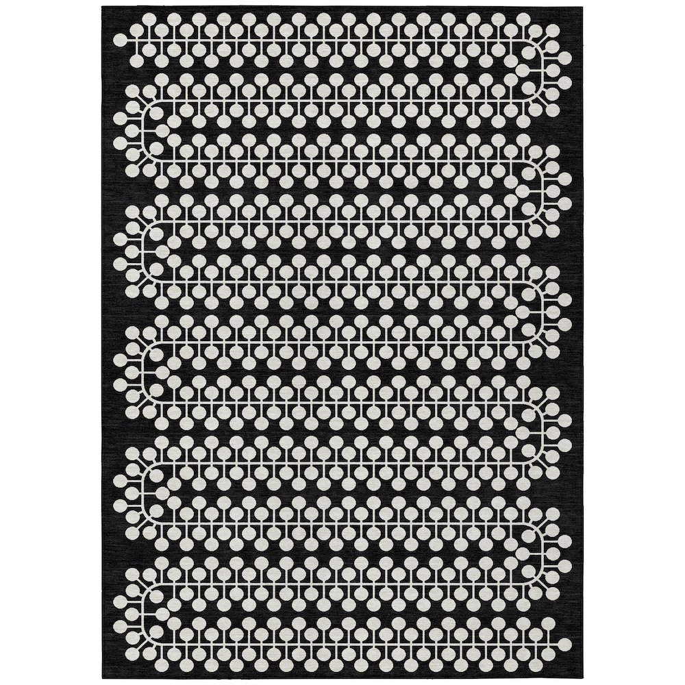 Machine Washable Indoor/Outdoor Chantille ACN2247 Black 2'6" x 3'10" Rug. Picture 1