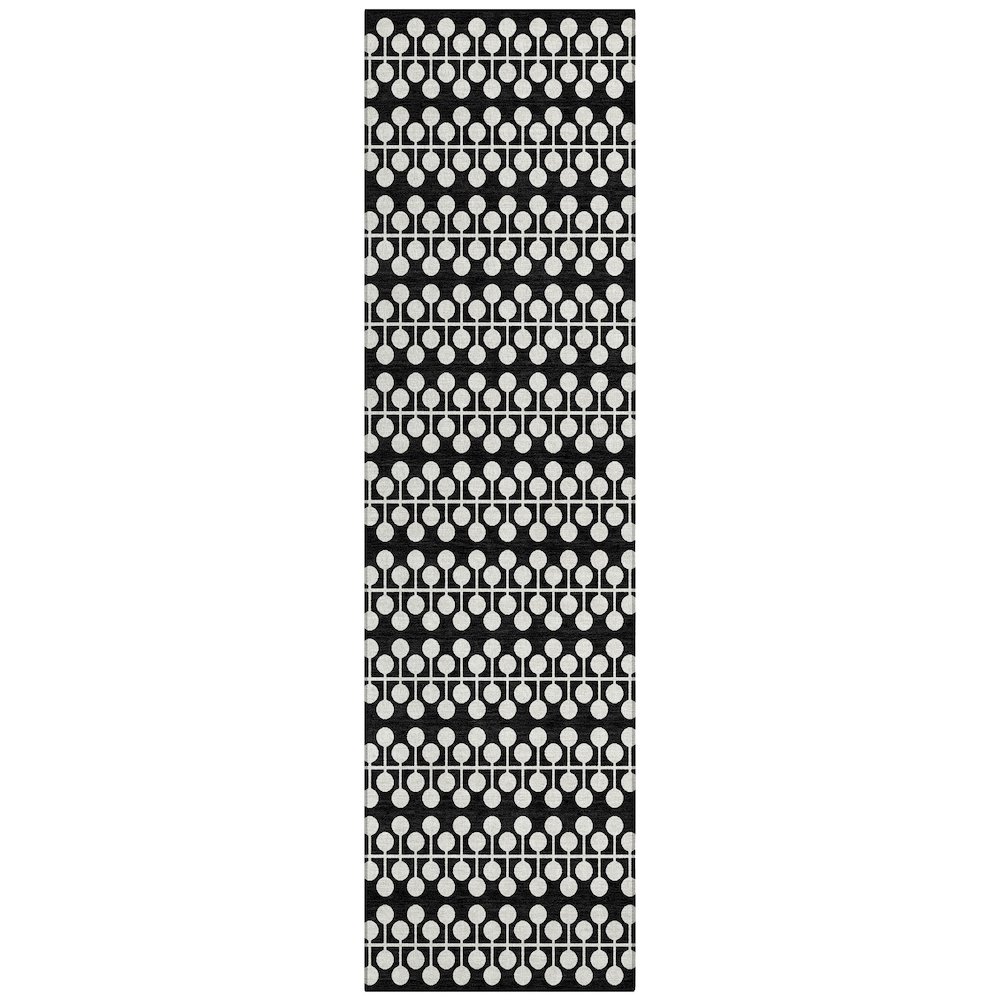 Machine Washable Indoor/Outdoor Chantille ACN2247 Black 2'3" x 7'6" Runner Rug. Picture 1