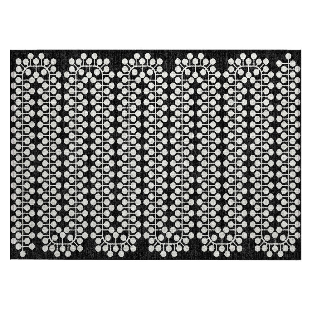 Machine Washable Indoor/Outdoor Chantille ACN2247 Black 1'8" x 2'6" Rug. Picture 1