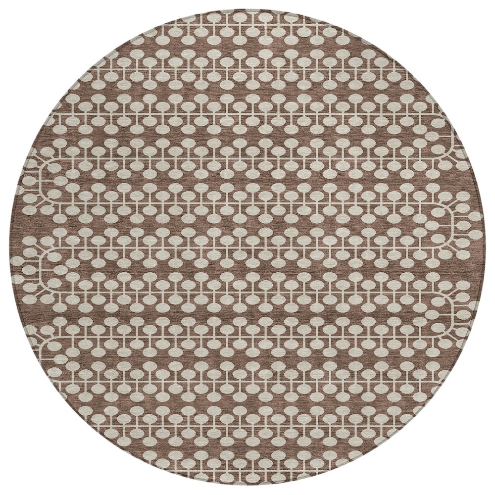 Machine Washable Indoor/Outdoor Chantille ACN2247 Brown 8' x 8' Round Rug. Picture 1