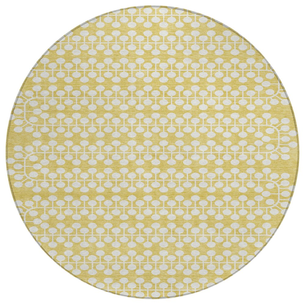 Machine Washable Indoor/Outdoor Chantille ACN2247 Gold 8' x 8' Round Rug. Picture 1