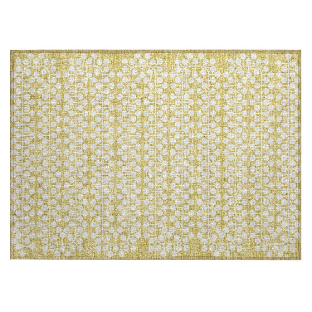 Machine Washable Indoor/Outdoor Chantille ACN2247 Gold 1'8" x 2'6" Rug. Picture 1