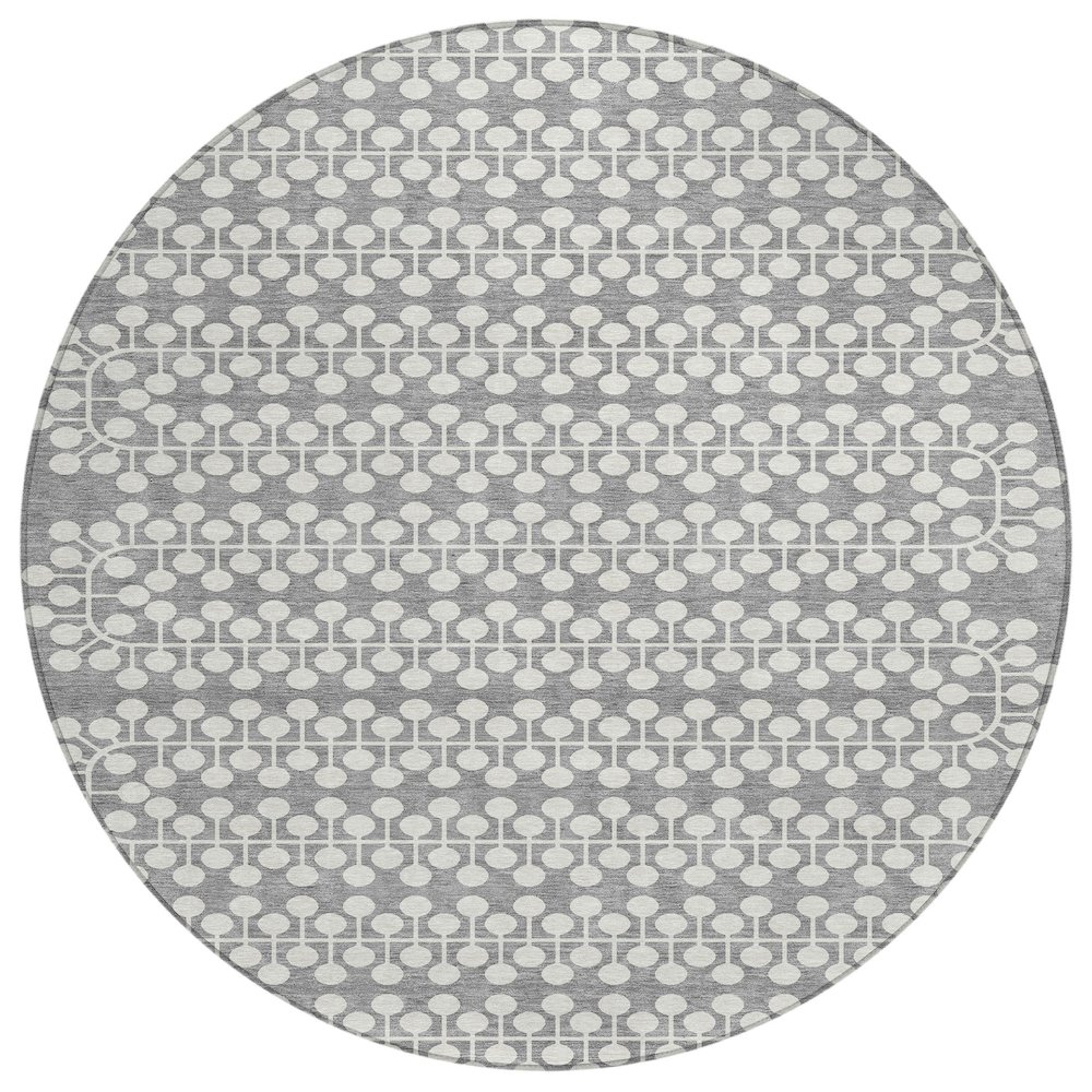 Machine Washable Indoor/Outdoor Chantille ACN2247 Gray 8' x 8' Round Rug. Picture 1