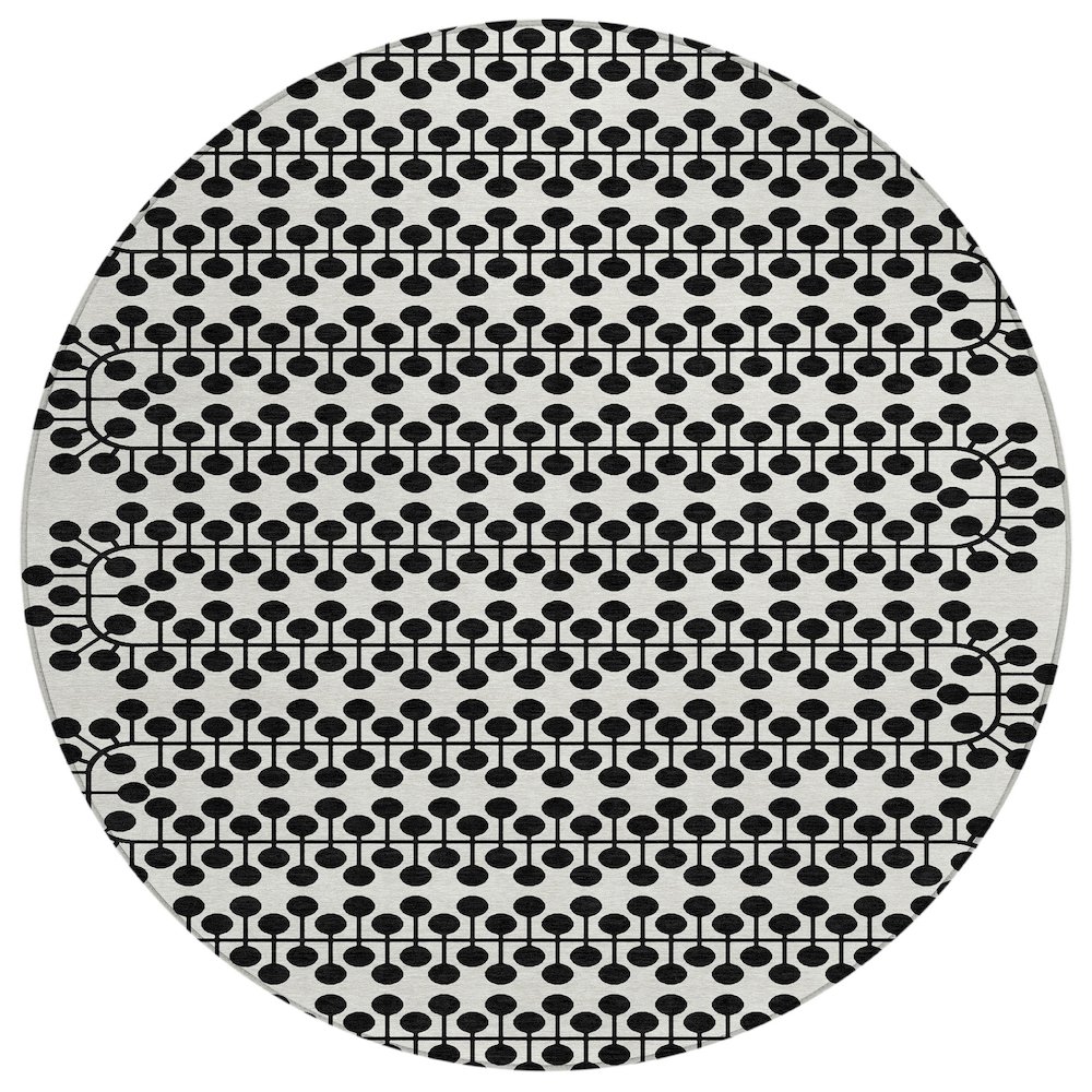 Machine Washable Indoor/Outdoor Chantille ACN2247 Ivory 8' x 8' Round Rug. Picture 1
