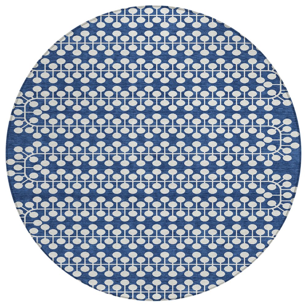 Machine Washable Indoor/Outdoor Chantille ACN2247 Blue 8' x 8' Round Rug. Picture 1