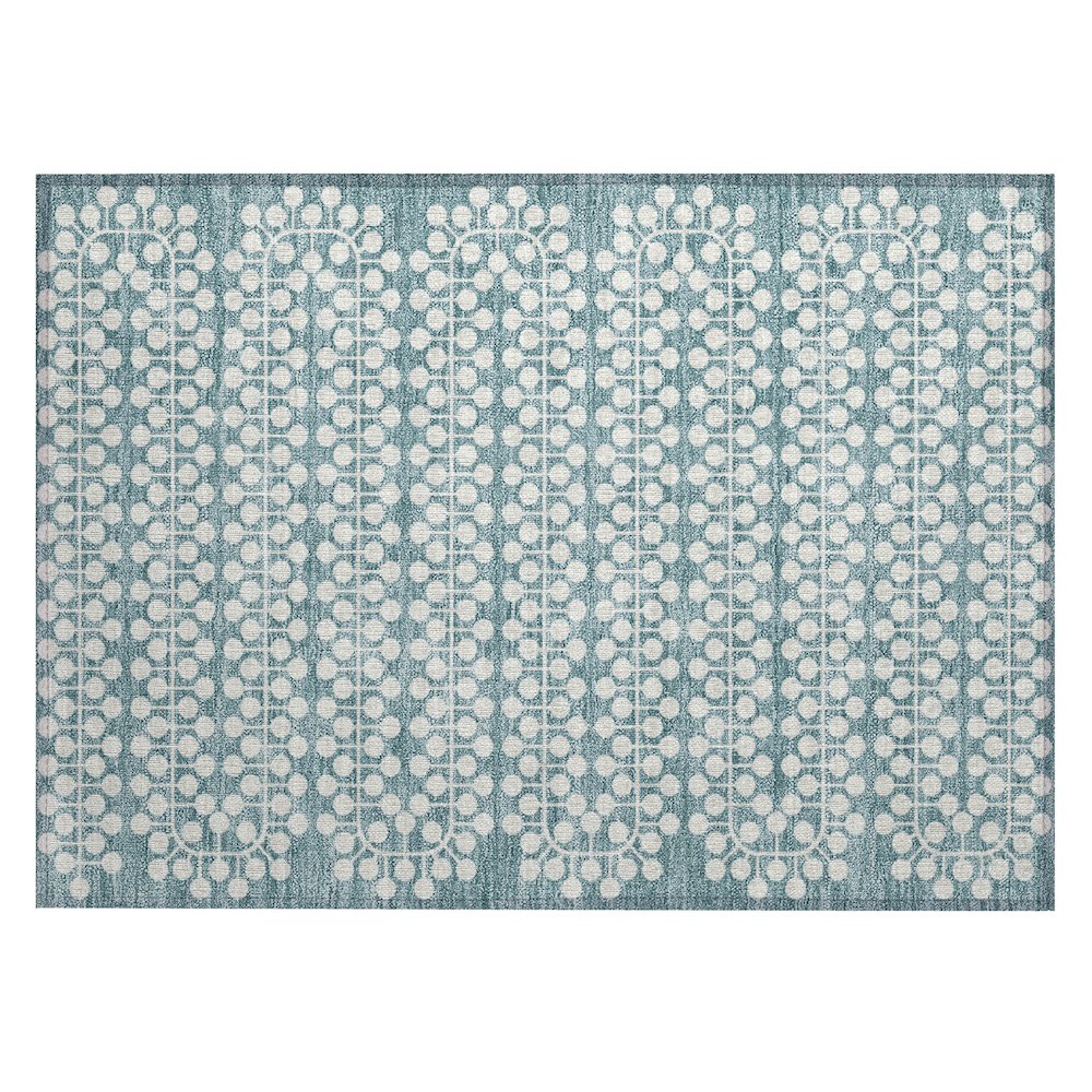 Machine Washable Indoor/Outdoor Chantille ACN2247 Teal 1'8" x 2'6" Rug. Picture 1