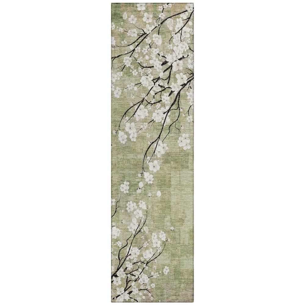 Machine Washable Indoor/Outdoor Chantille ACN2248 Green 2'3" x 7'6" Runner Rug. Picture 1