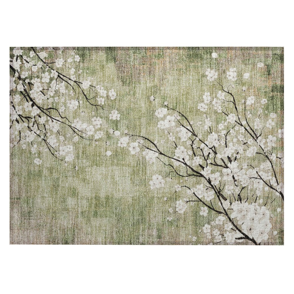 Machine Washable Indoor/Outdoor Chantille ACN2248 Green 1'8" x 2'6" Rug. Picture 1
