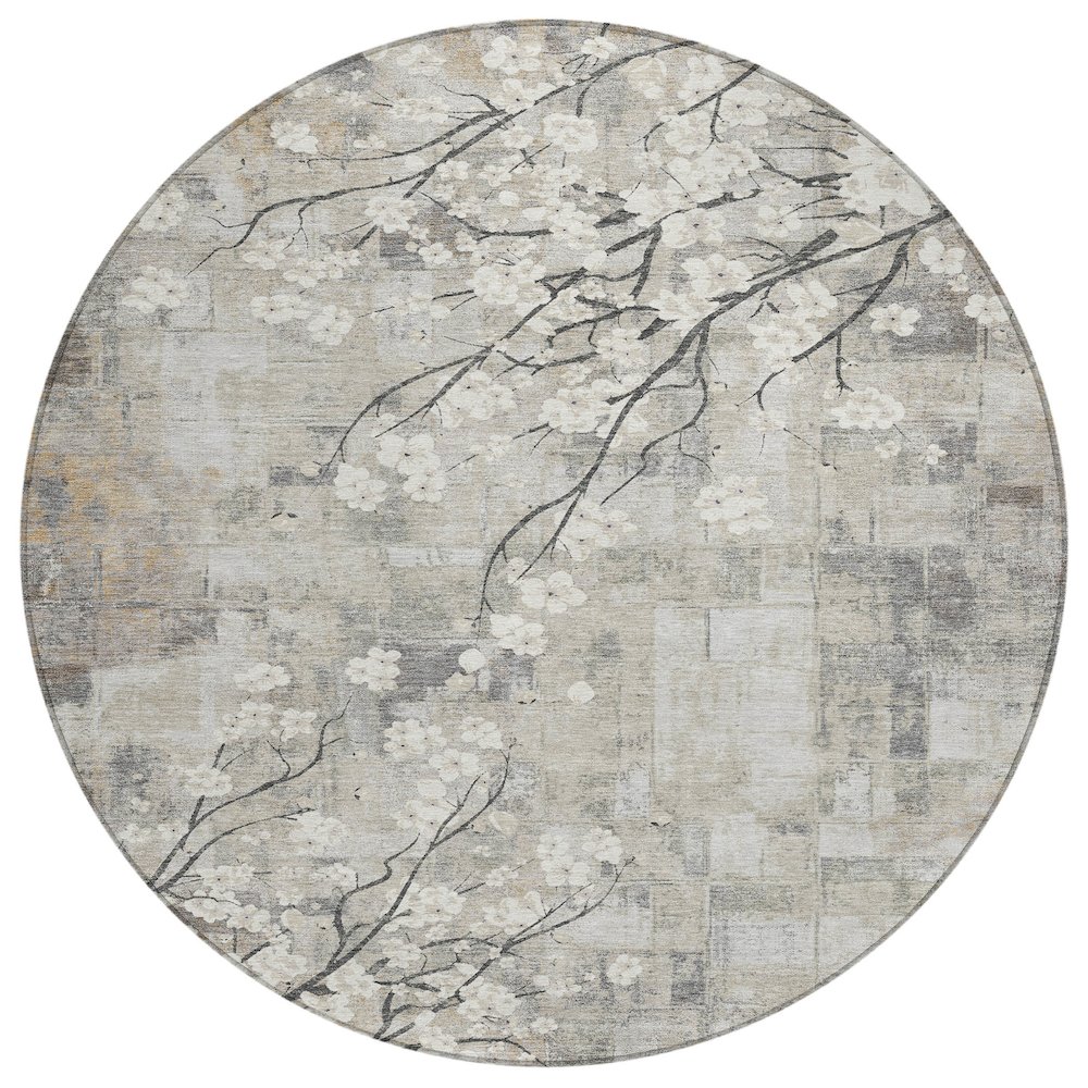 Machine Washable Indoor/Outdoor Chantille ACN2248 Brown 8' x 8' Round Rug. Picture 1