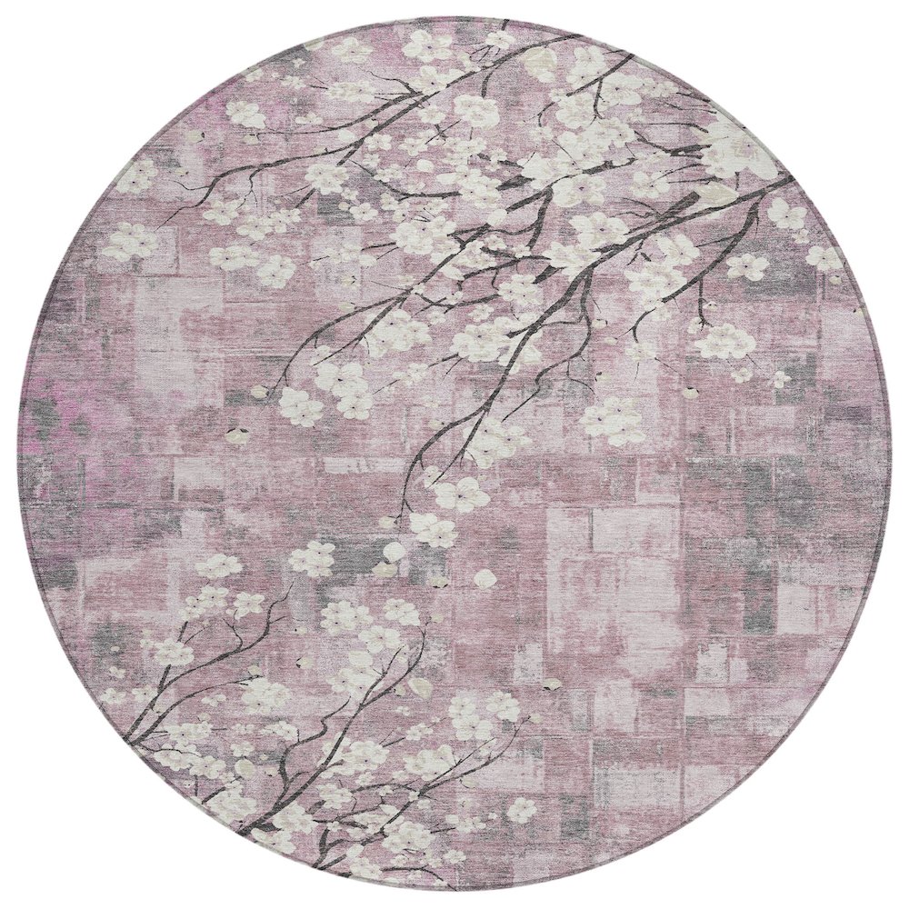 Machine Washable Indoor/Outdoor Chantille ACN2248 Pink 8' x 8' Round Rug. Picture 1