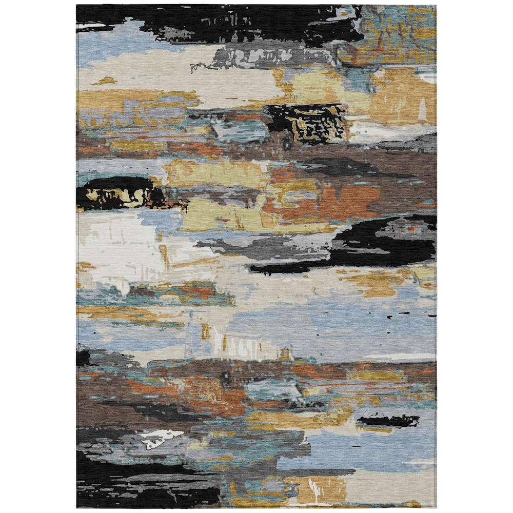 Machine Washable Indoor/Outdoor Chantille ACN2249 Black 2'6" x 3'10" Rug. Picture 1