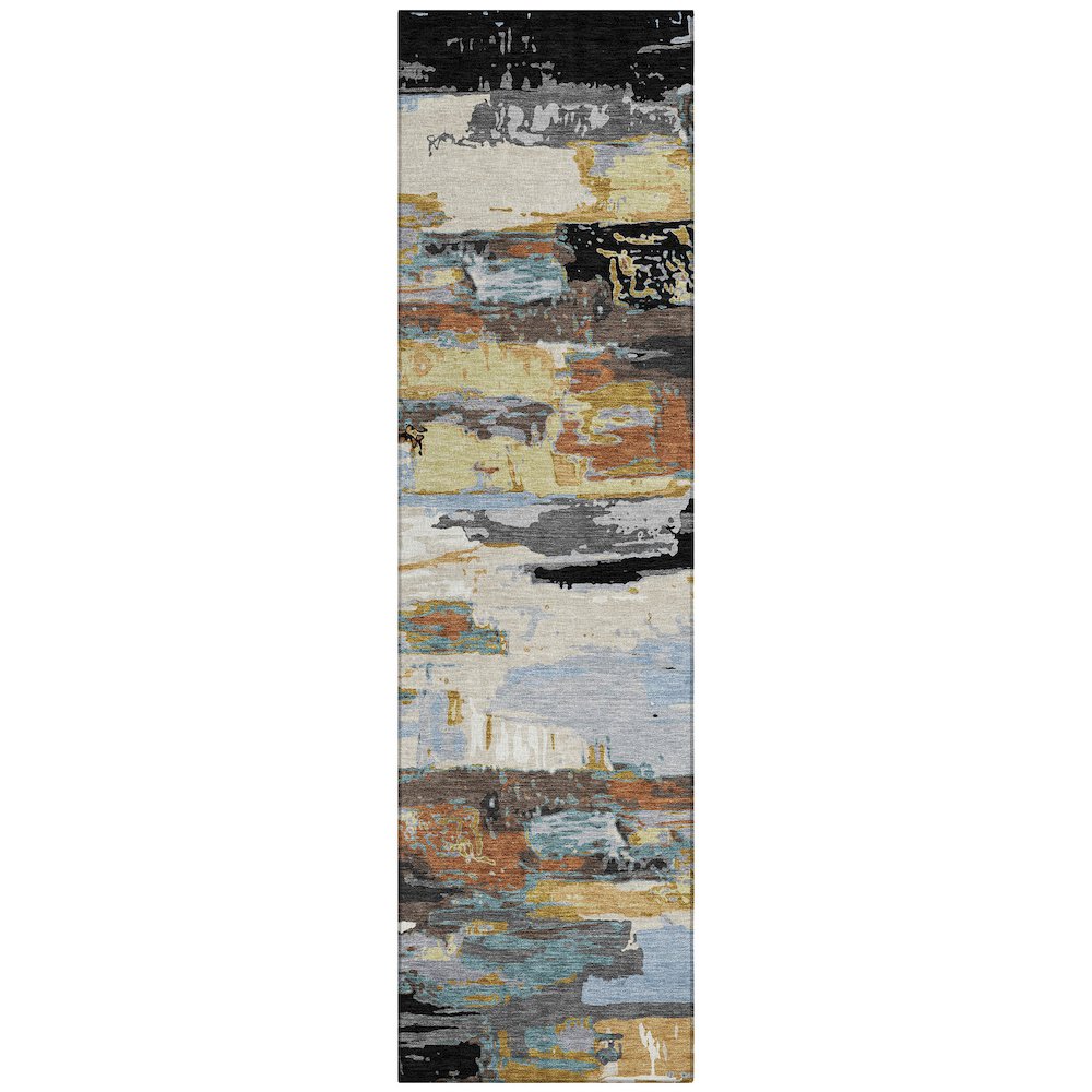 Machine Washable Indoor/Outdoor Chantille ACN2249 Black 2'3" x 7'6" Runner Rug. Picture 1