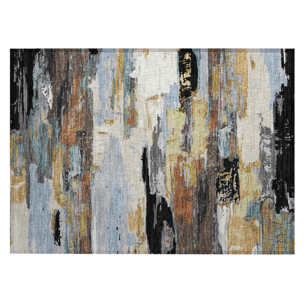 Machine Washable Indoor/Outdoor Chantille ACN2249 Black 1'8" x 2'6" Rug. Picture 1