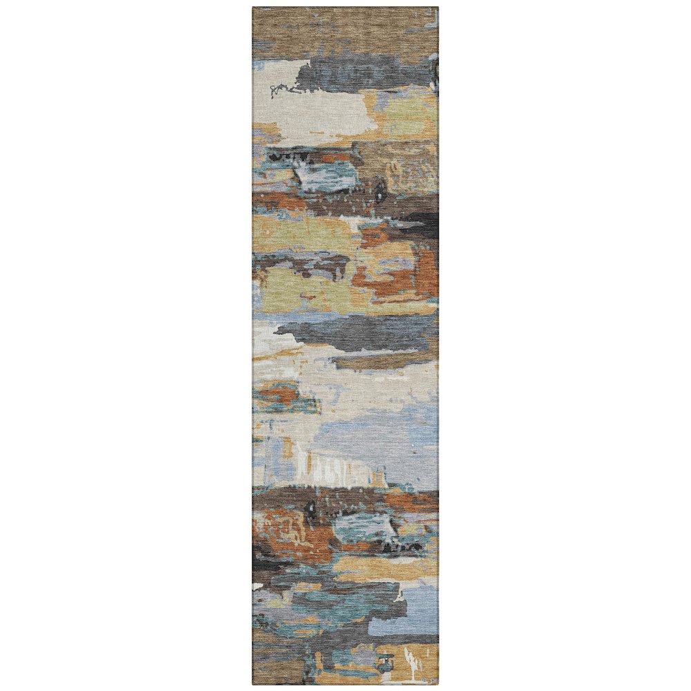 Machine Washable Indoor/Outdoor Chantille ACN2249 Brown 2'3" x 7'6" Runner Rug. Picture 1